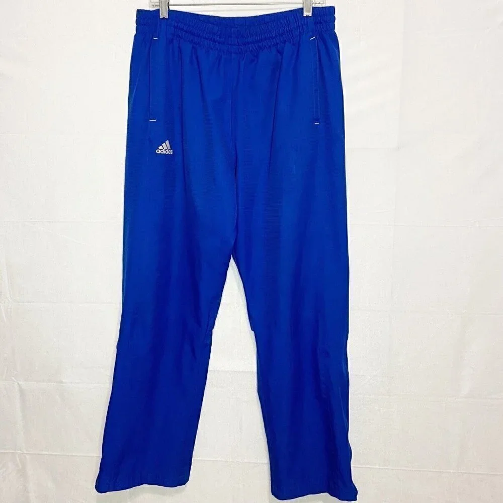 ADIDAS Mens Large (40x30) Blue Sweat Athletic Pants Excelllent Mesh Lining